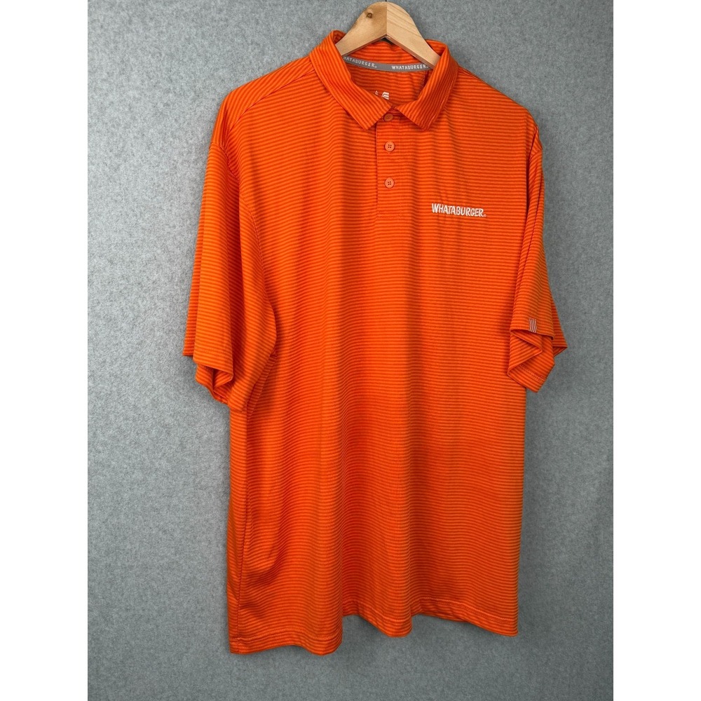 Whataburger Polo Shirt Orange Striped Logo 2XL Performance